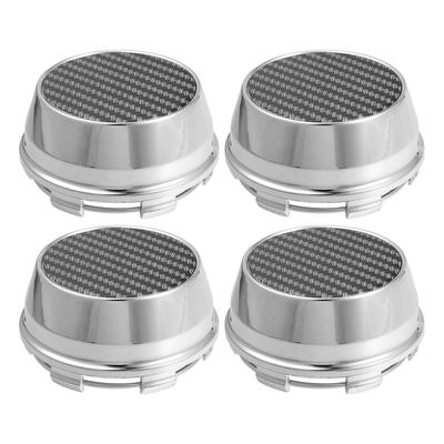 ACROPIX 4pcs 66mm Outside Diameter 66mm Car Wheel Tire Center Hub Cap Cover with Carbon Fiber Pattern Sticker Silver Tone