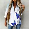 Women Plus Size Long Sleeve Shirt Gentle Floral Printed Loose Casual Relaxed Blouse