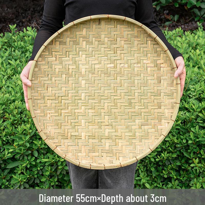 Handmade Bamboo Copper Wire Winnowing Basket - Farmhouse Style Drying Tray