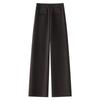 Women's 2024 Khaki Fleece Wool Wide-Leg Pants - Autumn/Winter Casual Style
