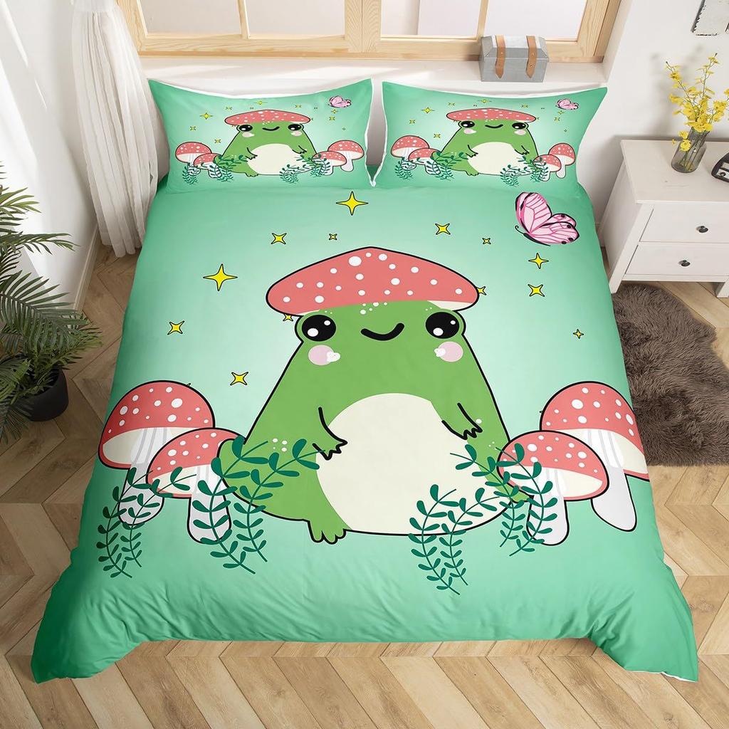 Frog Soft Comfortable Quilt Cute Animal Three-Piece Full Size Children Male Female Adult