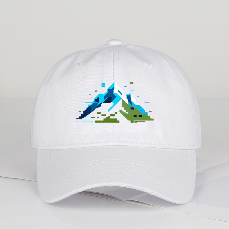Fashion Pixel Snow Mountain Print Baseball Cap Retro Pixel Outdoor Style Outdoor Hiking Camping Travel Gift For Outdoor Enthusia