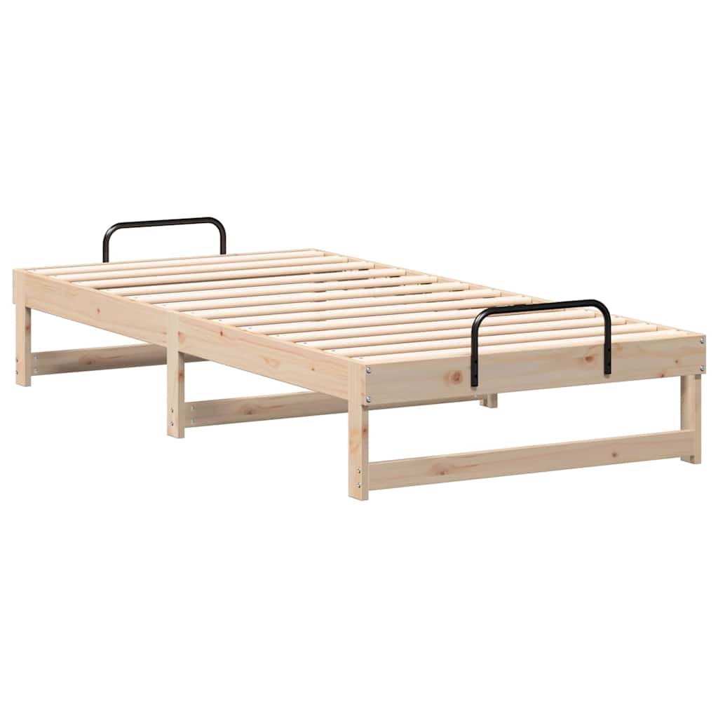 Brown Bed Frame 75 x 190 cm Solid Pine Wood