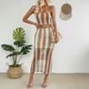 Damen Boho Rock-Sets Stickerei Bandeau Tube Top Bodycon Madi Rock Sommer Trendige Elegante Outfits
