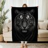 Black Tiger Fleece Blanket  Soft Cozy Throw with Realistic Animal Print  Gift for Him  Bold Decor Lover