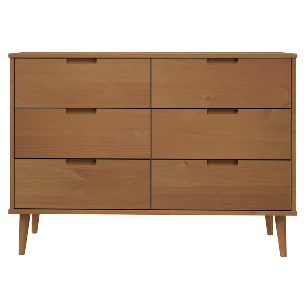 MOLDE Brown Drawer Cabinet 113 x 40 x 80 cm Solid Pine Wood