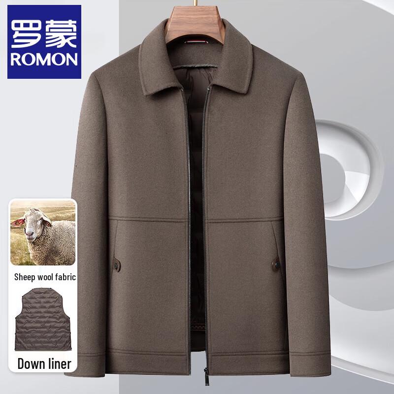 Luomen Men s Wool Blend Lapel Jacket with Detachable Liner 175/L