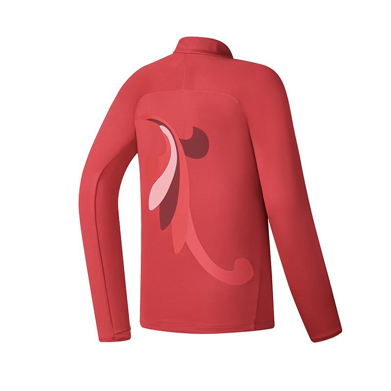 Fila Fitted Mock Neck Half-Zip Knit Long Sleeve T-Shirt Women Tops Dark-Rose A11W517213FWI