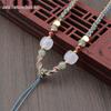 Four-Strand Braided Necklace Lanyard with Jadeite, White Agate, and Dongling Jade Pendant