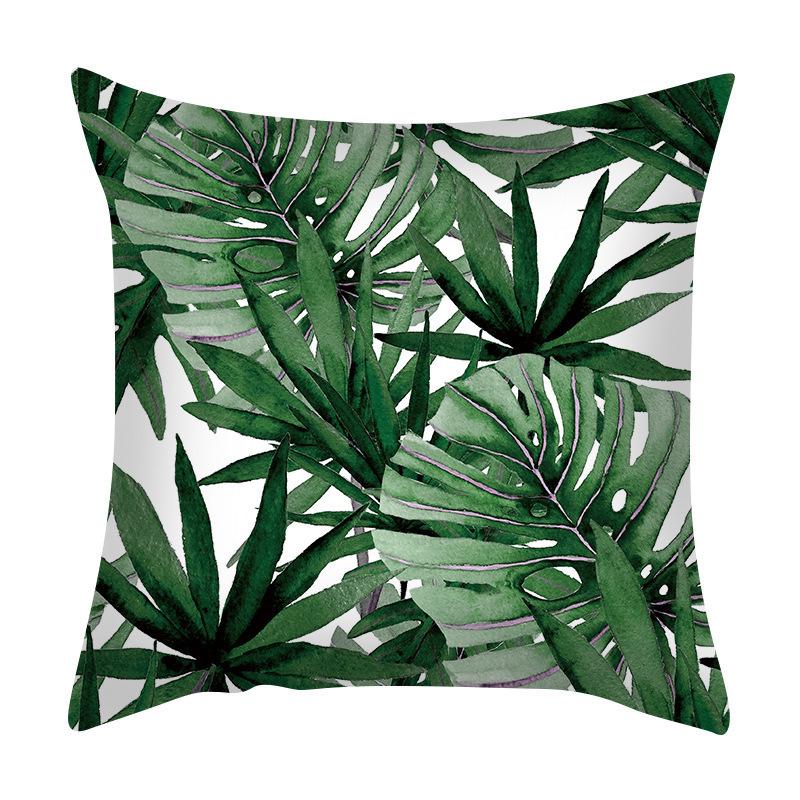 Green Plant Sofa Cushion Cover - Stylish Home Fabric Decor