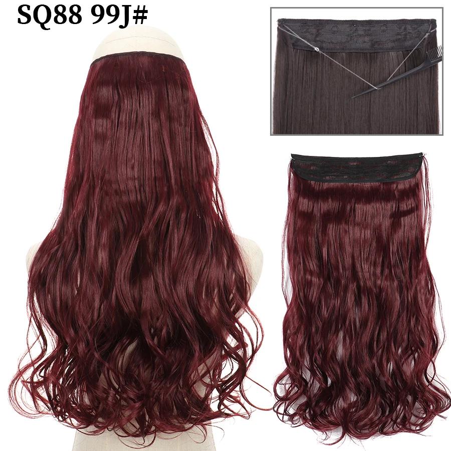 Synthetic Long Wavy Halo Hair Extensions No Clip In Natural Hidden Secret False Hair Piece Synthetic Heat-Resistant Fiber