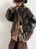 Unisex Japanese Retro Lambswool Leather Jacket for Autumn and Winter
