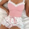 Summer New Sexy Lace Suspender Vest Pajamas Women Wear Slim Fit Two-piece Loungewear