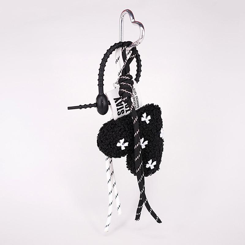 New Cartoon Plush Bow Love Pendant Keychains For Women Y2K Bag Hanging Jewelry Gift Decoration Accessories