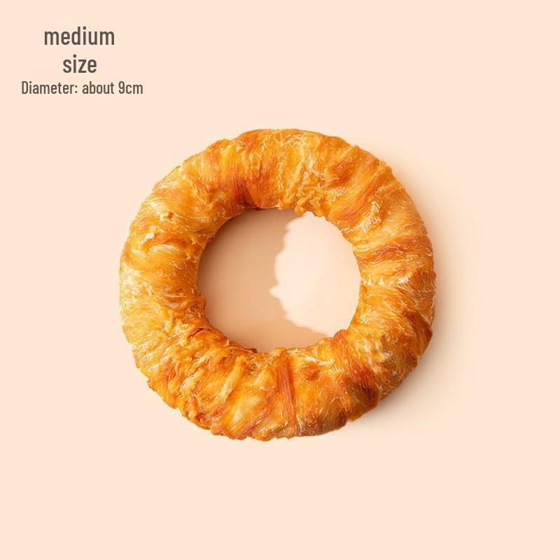 Large Chicken Rawhide Donut Chew for Small To Medium Dogs - Bite-Resistant Teeth Cleaning Treat for Golden Retrievers & Teddies