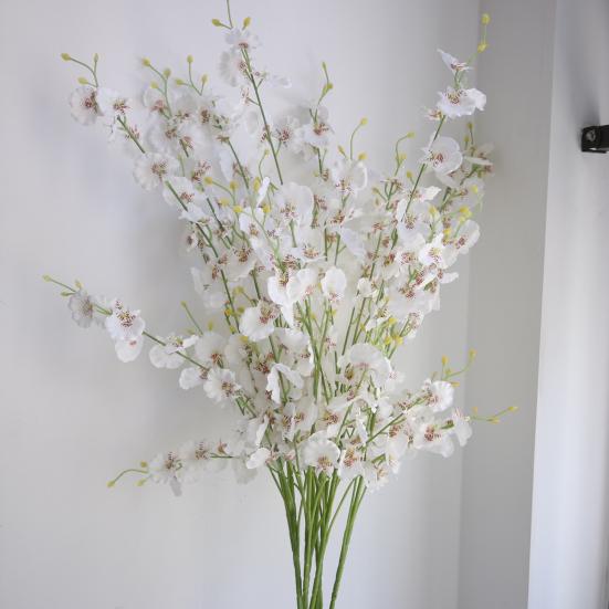 Faux Silk Oncidium Orchid Realistic Fake Dancing-Doll Orchids with Bendable Stems Maintenance-Free Artificial Flowers for Vase Home Party Wedding