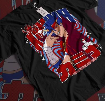 T-shirt Tengen Toppa Gurren Lagann Kamina Anime Manga Nero Regali Maglietta Tutte le Taglie