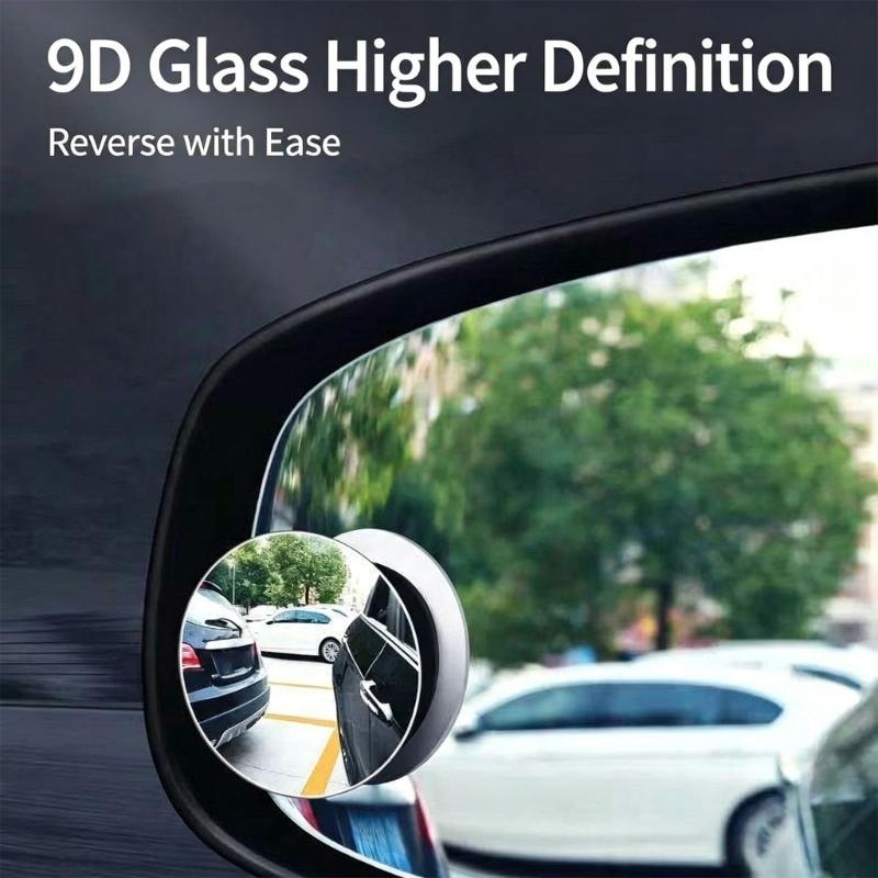 Round Side Mirror Blind Area Mirror Pair, 360 Adjustable Suction Cup Add-On for Rearview Parking and Curbside Checks, Easy To Install