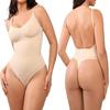 Plus Size Seamless Thong Bodysuit Women's Strapless Tummy Control One-Piece Backless Shaping Garment with Buttock-Lifting Effect