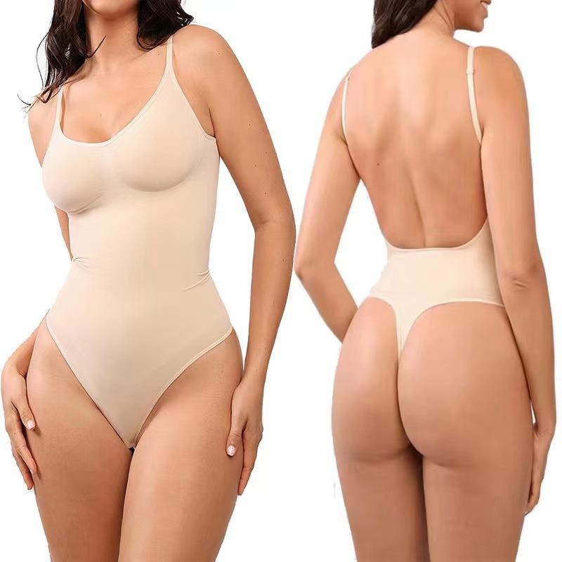 Plus Size Seamless Thong Bodysuit Women's Strapless Tummy Control One-Piece Backless Shaping Garment with Buttock-Lifting Effect