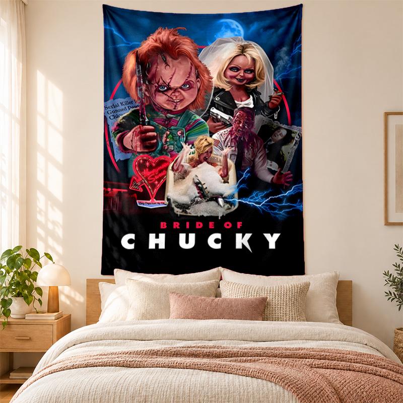Chucky with Tiffany Tapestry highquality for decorating living room bedroom dorm walls ideal as bedroom wallart orholiday gift