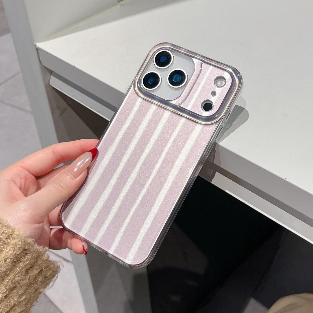 Niche Color Block Striped Half-Wrapped IMD Case for iPhone 17 Pro Max & Apple 16/14/15
