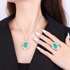 Jewelry Copper Bottom Plating Simulation Emerald Aquamarine Fat Rectangular Light Luxury Temperament Set Female 12 * 16