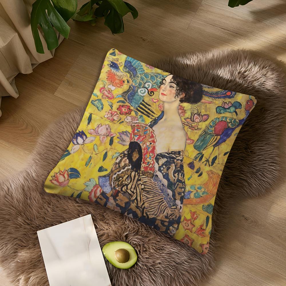 Art Gustav Klimt The Kiss cushion cover For Bedroom Car Coffee Shop Room Soft and Living Room Sofa Decorative Pillow Cover Case