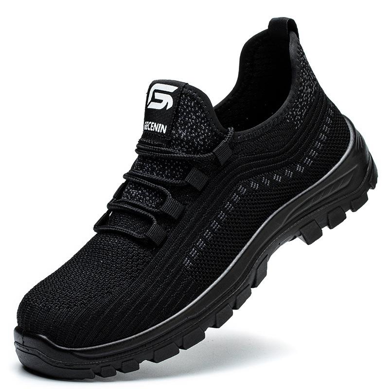 

men casual breathable plastic toe caps safety shoes air mesh summer work boots worker insulated sneakers safe footwear protect 275 чёрный