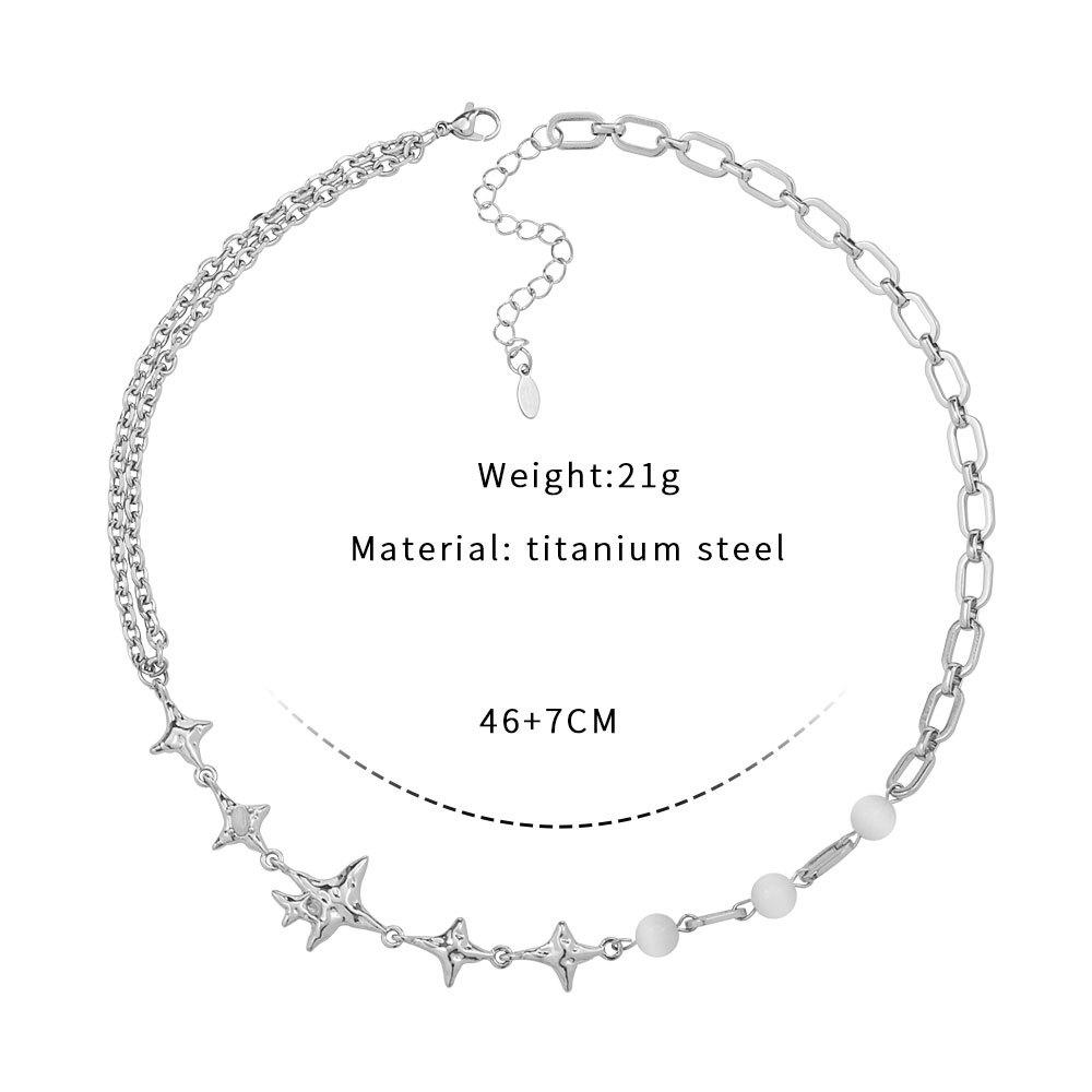 Star Necklace: Titanium Steel Four-Pointed Star Choker - Trendy, Cool, Spicy Girl Hip Hop Disco Accessory
