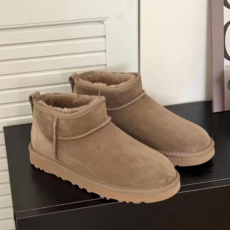 Women Winter Platform Snow Boots Warm Faux Suede Ankle Boots Thick Furry Lining Non‑Slip Short Booties For Cold Weather
