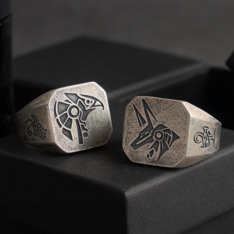 

Мужское модное ретро серебряное кольцо с дизайном египетского глаза Гора Horus Eye Ring