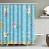Modrý mořský panna sprchový závěs s potiskem jednorožce a kočky pro dětskou koupelnovou dekoraci, roztomilý design mořského života s bublinkami, látková sada koupelnové předložky (180x