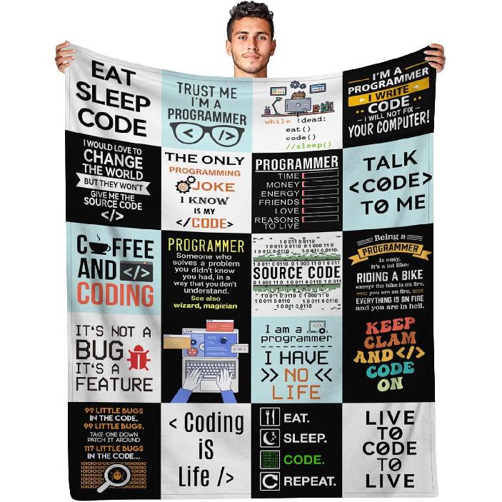 WZOMT Programmer Blanket Gifts, Coding Computer Science Gifts for Men, Funny Gifts for Coders/Computer Programmers/Computer Science Majors, Geek Programmer Gifts