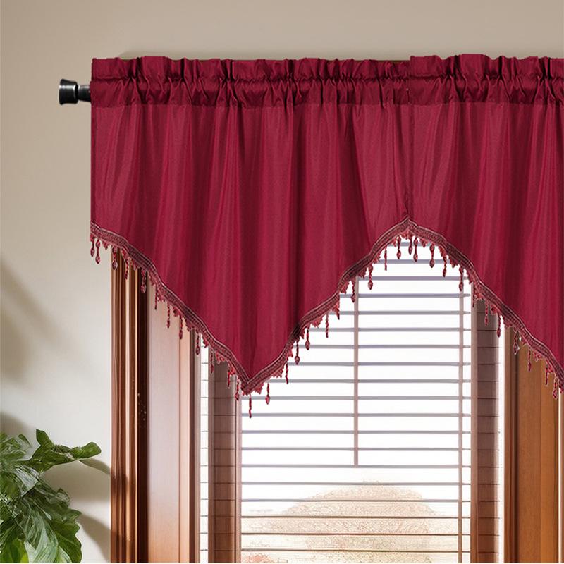 Curtain Short Curtain Solid Color Curtain Triangular Curtain Kitchen Curtain Small Curtain Through Rod Curtain Finished Product