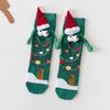 Christmas Cartoon Knit Crew Socks, Festive Santa Tree Gingerbread Pattern Socks Holiday Party Gifts