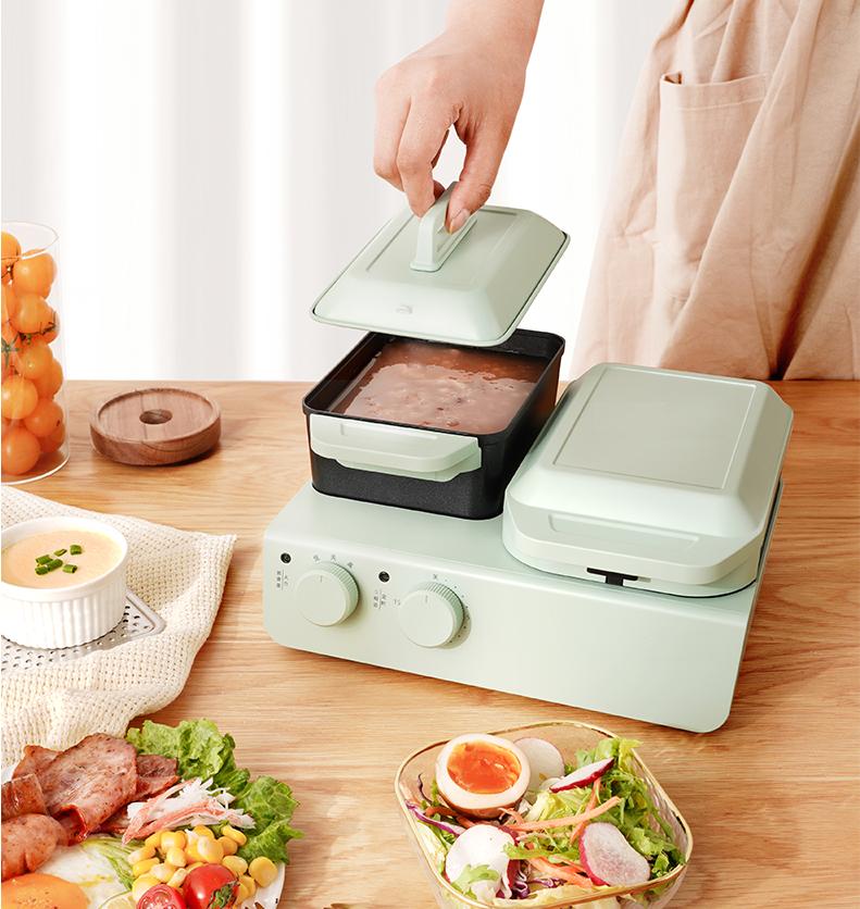 220V Household Electric Waffle Maker 4 In 1 Non-stick Home Breakfast Machine Bread Cake Baking Machine Frying Pan With 3 Plates