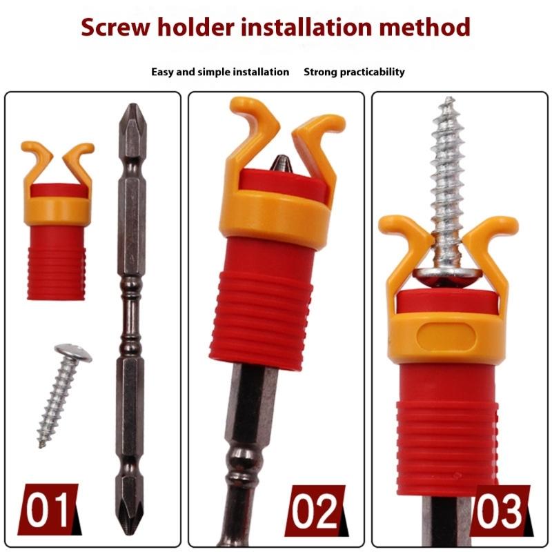 Double Jaw Screw Grip Tool Red Yellow Plastic Design Screw Holder Enhances Stability During Assembly Screw Gripper