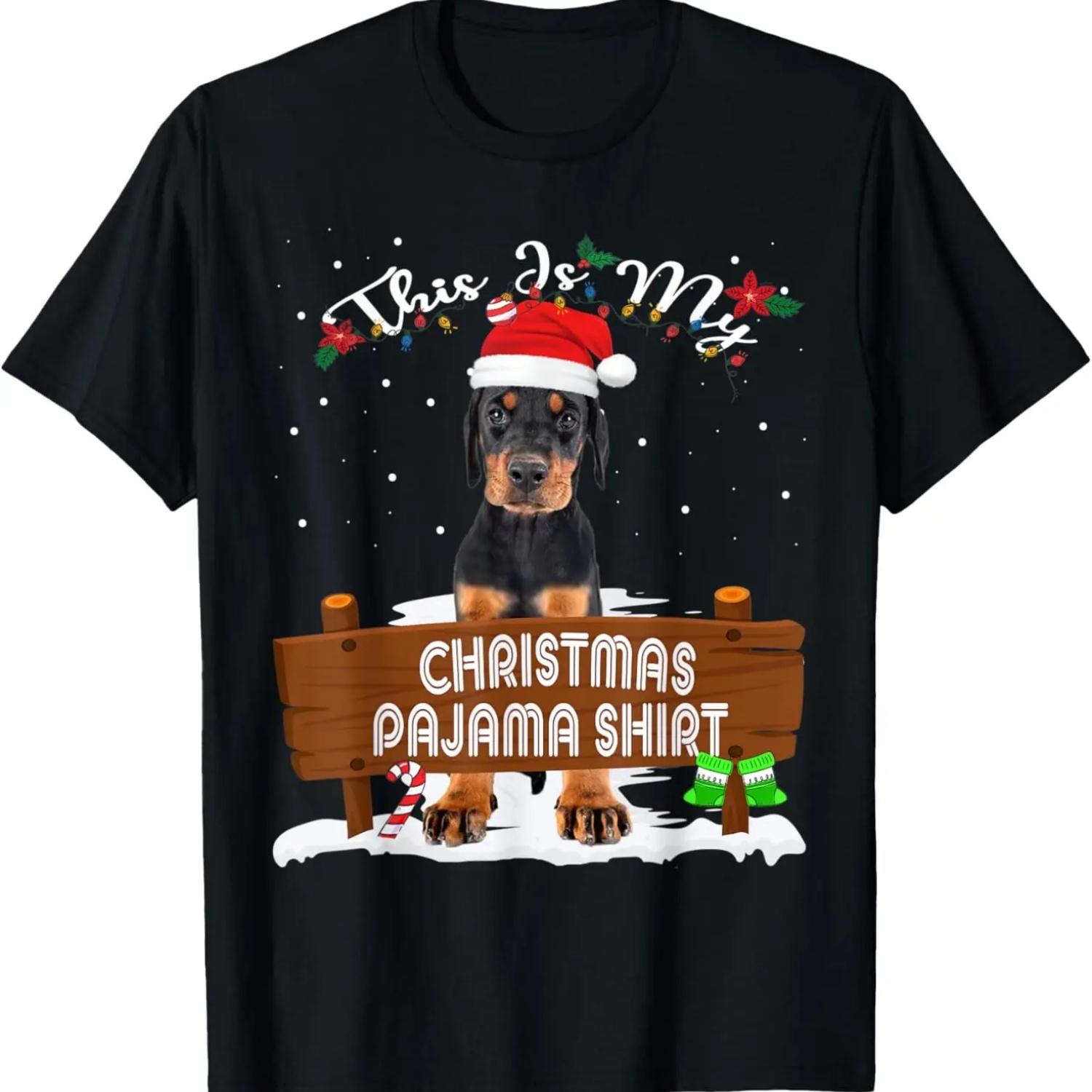

This Is My Christmas Pajama Doberman Dog Mom Dad T-Shirt S чёрный