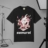Flaming Samurai Oni Mask T-Shirt | Cyber-Samurai V2 Japanese Streetwear | Cyberpunk Graphic Tee