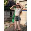 Women's High-Waisted Irregular Denim Shorts - Summer 2023 Retro A-Line Hot Pants