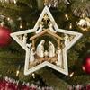 Christmas Tree Pendants 2D Flat Hangable Winter Holiday Christmas Decoration Acrylic Nativity Scene For Mantel Windowsill Door