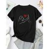 Women Y2K Puppy Heart Print T-Shirt Round Neck Short Sleeve Pet Lover All-Season Casual Machine-Washable Layering Top