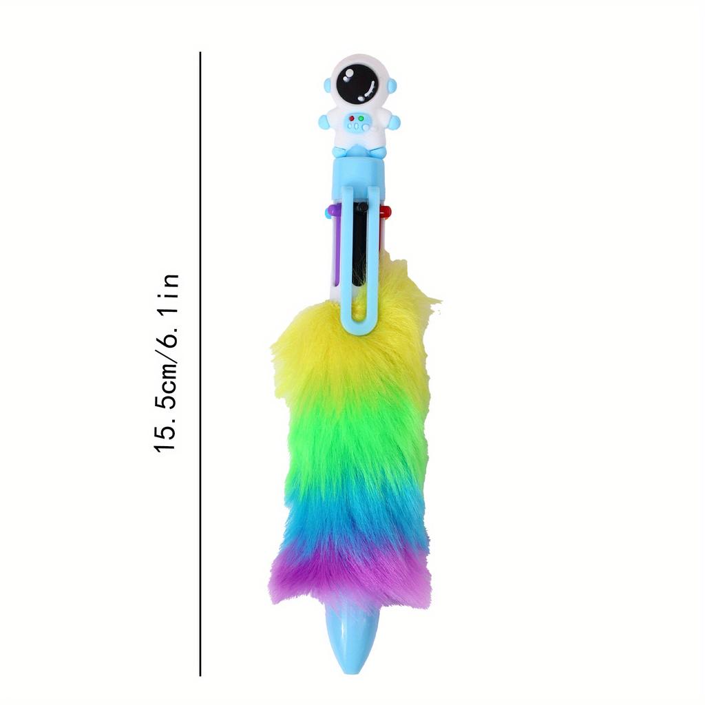 36pcs 0.7mm Cartoon Astronaut Fur Six-color Ballpoint Pen Multi-color Hand-door Pen Gift Pen Prize Pen Creative Stationery Back To School Season