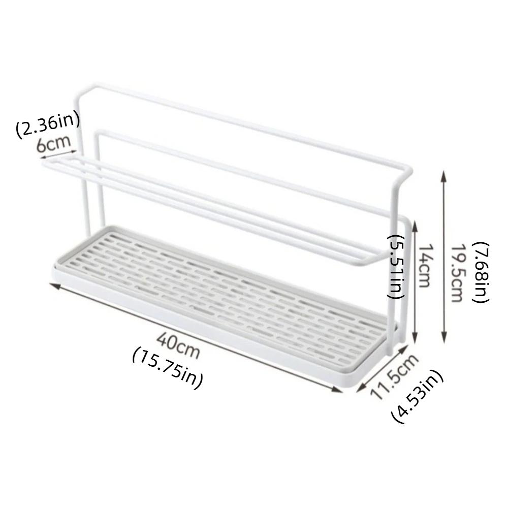 Sink Storage Rack 2Layer Cup Storage Rack Carbon Steel Cup Storage Tray Drain Cup Rack  Home