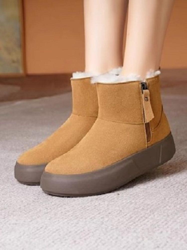 Fashion Waterproof Round Toe Chunky Snow Boots for Women Winter Fleece-lined Woman Shoes Comfortable and Elegant Y2k Plush Warm Hot Boot