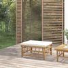 vidaXL Garden Stool with Cream White Cushion Bamboo