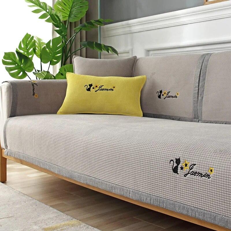 

Простой бархатный коврик для дивана, противоскользящий, пылезащитный, антистатический, маленькая решетка, чехол для дивана, милое украшение для дома, подушка на спинку 70x70cm 1pcs