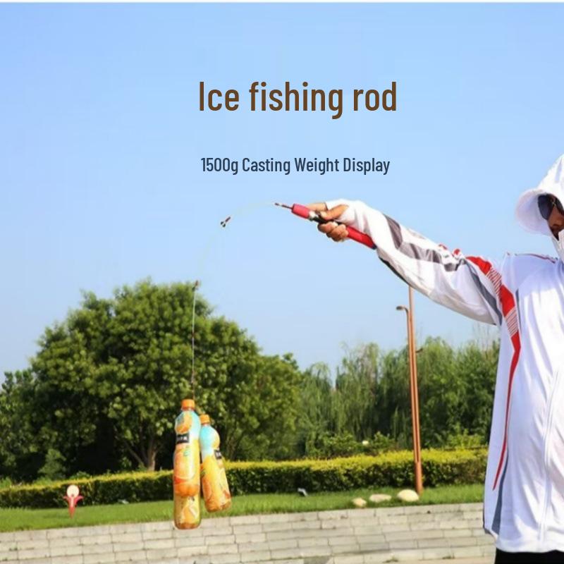 Compact Winter Ice Fishing Rod - Hard Tail, Short, 60/80/100cm, for Long Cast, Small Sea Fishing