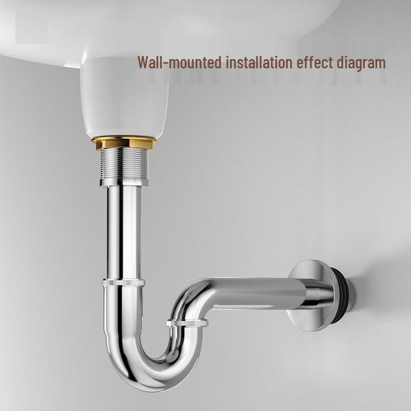 Edelstahl P-Siphon Abflussrohr für Wandmontage Waschtisch